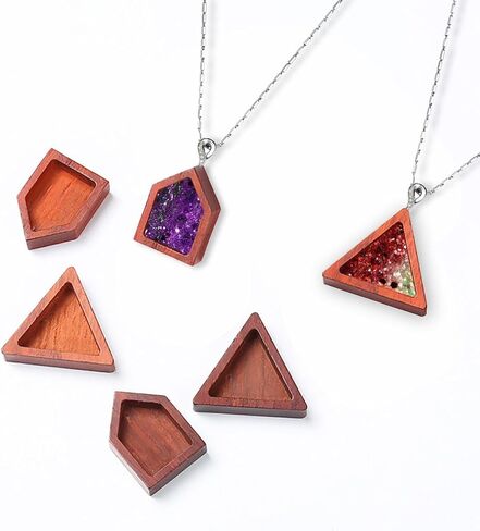 iSuperb 5 Pieces Wooden for Resin Epoxy Craft, Resin Wood Pendant Accessories for DIY Jewelry Making Necklace, Handmade Art Designer Landscape Natural Unfinished Wood in Kuwait