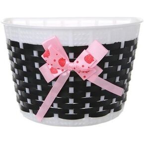 Homoyoyo Kids Bicycle Basket, Plastic Bike Front Handlebar Knitted Bowknot Basket Storage Supplies Detachable Bicycle DIY Bike Decoration Accessories for Girls (Pink) in Kuwait