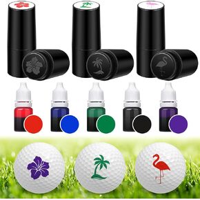 3 Pack Golf Ball Stamp Self Inking Hawaii Golf Ball Marker Stamper for Personalized Identification Gifts Accessories with 5 Bottles of Color Ink for Golfers, Father's Day in Saudi Arabia