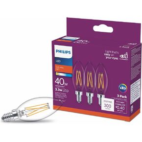 LED PHILIPS LED واضح غير قابل للمصباح B11 LIRB - وميض EYECOMFORT FREE - 3.3W = 40W ، 300 LUMEN - أبيض ناعم (2700 ك) - قاعدة E12 - داخلي - حزمة 3 in Kuwait