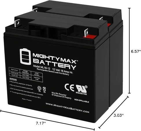 Mighty Max Battery 12V 18Ah SLA Battery for DAYTONA 3 GT Scooter S35006GT - 2 Pack in Saudi Arabia