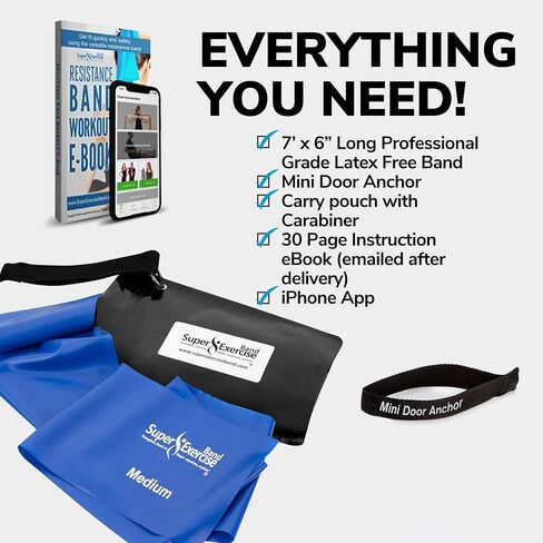 7Ft Long Resistance Bands for Stretching - Resistance Bands Set with Door Anchor - Exercise Bands Including Carry Pouch, E-Book & App - Latex-Free Workout Bands in Saudi Arabia