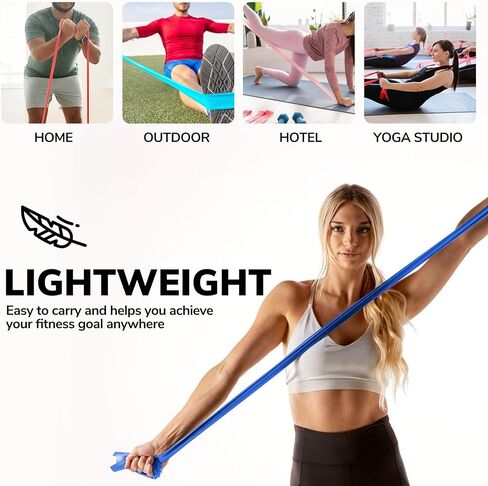 7Ft Long Resistance Bands for Stretching - Resistance Bands Set with Door Anchor - Exercise Bands Including Carry Pouch, E-Book & App - Latex-Free Workout Bands in Saudi Arabia