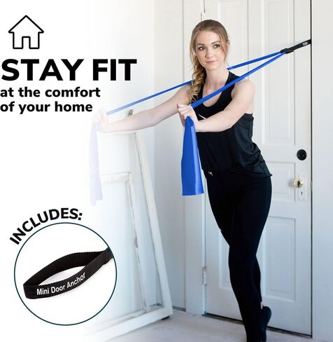 7Ft Long Resistance Bands for Stretching - Resistance Bands Set with Door Anchor - Exercise Bands Including Carry Pouch, E-Book & App - Latex-Free Workout Bands in Saudi Arabia