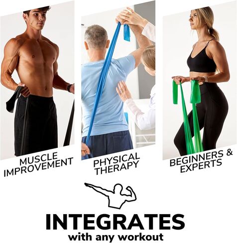7Ft Long Resistance Bands for Stretching - Resistance Bands Set with Door Anchor - Exercise Bands Including Carry Pouch, E-Book & App - Latex-Free Workout Bands in Saudi Arabia