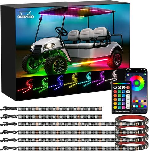 6pcs لعبة غولف سارحة أسطّة أدوات ضوء LED LED ، شريط RGB متعدد الأوضاع ، شريط الضوء ، التطبيق والتحكم عن بعد ، مزامنة الموسيقى ، IP68 مقاوم للماء ، 9-16 فولت شرائح إضاءة عربة غولف لسيارة النادي ezgo yamaha in Kuwait