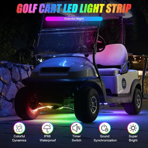 6pcs لعبة غولف سارحة أسطّة أدوات ضوء LED LED ، شريط RGB متعدد الأوضاع ، شريط الضوء ، التطبيق والتحكم عن بعد ، مزامنة الموسيقى ، IP68 مقاوم للماء ، 9-16 فولت شرائح إضاءة عربة غولف لسيارة النادي ezgo yamaha in Kuwait