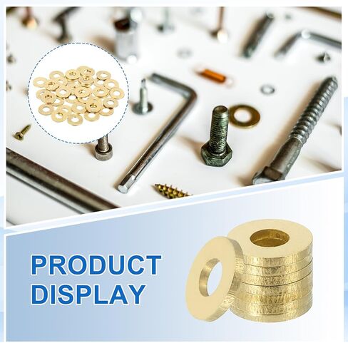 MECCANIXITY 58 Pack Brass Flat Washer, M4 Copper Washers Crush Washer Kit Assortment, 4mm ID, 12mm OD, 0.8mm Thick for Bolts Screws Machinery Repair, Outdoor Construction in Saudi Arabia