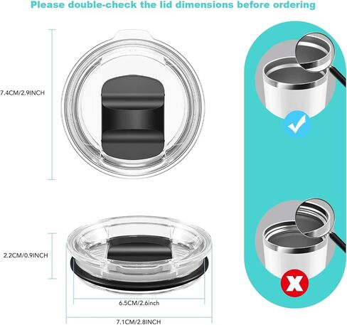 10 oz Wine Tumbler Lid for Yeti, Replacement Lids Compatible for YETI 6 oz Espresso Mugs and 8 oz Stackable Cup, Travel Spill Proof Cup Lids Covers with Magnetic Slider Switch, BPA Free in Saudi Arabia