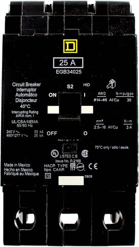 Schneider Electric 480y/277-Volt 25-AMP EGB34025 Miniature Circuit Breaker 480y/277V 25A ، Black in Saudi Arabia