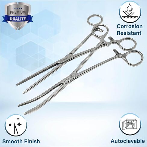 2 PC 8 "قفل ملقط مستقيمة من الفولاذ المقاوم للصدأ المقاوم للصدأ المنحني مثالية ل EMT ، رجال الإطفاء ، الأسنان ، هواية ، صيد ، إلكترونيات ، تشذيب ، تحنيط + المزيد in Saudi Arabia
