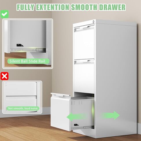 2-Drawer Metal File Cabinet with Lock,Vertical Filing Cabinets for Home Office,Heavy Duty Office Organizer for Letter/Legal/A4 Size Files,Assembly Required in Kuwait