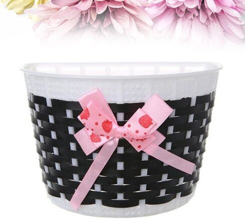 سلة دراجة Homoyooyo ، دراجة بلاستيكية مقود أمامي مقود Bowknot Storage Supplies Supplies Detachable Bicycle Diy Bike Decoration For Girls (Pink) in Kuwait