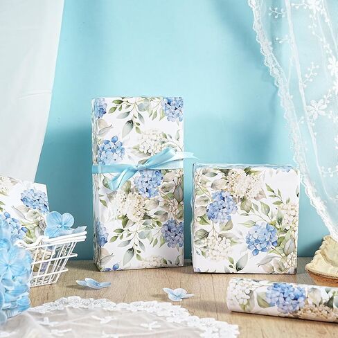 Lezakaa Blue Bird and Cyngangea لف لفائف ورق غريب الأطوار ، الطيور والزهور ، لأعياد الميلاد ، استحمام الأطفال ، حفلات الأطفال ، الفتيات ، الأولاد ، لفة صغيرة 17 في × 16.4 قدم in Saudi Arabia