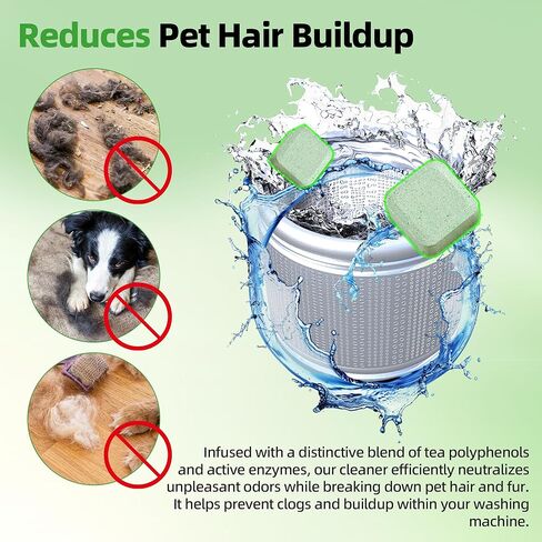 (30-Pack) Washing Machine Cleaning Tablets, Formulated for Pet Owners, Washer Cleaner, for Front-Loaders, Top-Loaders, HE Machines, Easily Removes Residue, Septic Safe, Over a 12-Month Supply in Kuwait