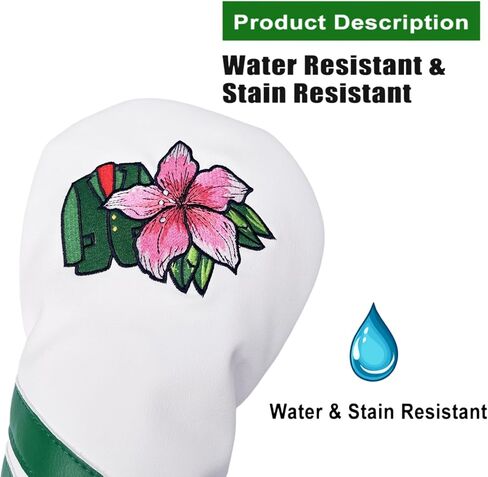 Premium PU Leather Driver Cover, Fairway Wood & Hybrid Covers for Men - Hibiscus Flower Embroidered Golf Head Covers for Woods and Driver -1pc or Set White Golf Club Covers in Saudi Arabia