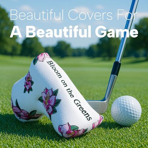 Golf Putter Cover Blade Putter Headcover Azalea Embroidery Golf Club Covers Leather Golf Blade Putter Cover with Magnetic Fit Most Brand in Saudi Arabia