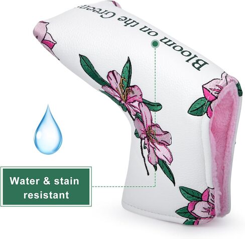 Golf Putter Cover Blade Putter Headcover Azalea Embroidery Golf Club Covers Leather Golf Blade Putter Cover with Magnetic Fit Most Brand in Saudi Arabia