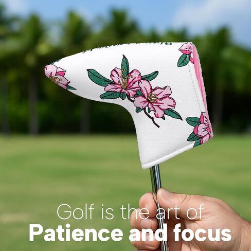 Golf Putter Cover Blade Putter Headcover Azalea Embroidery Golf Club Covers Leather Golf Blade Putter Cover with Magnetic Fit Most Brand in Saudi Arabia
