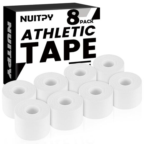 8 Pack Athletic Tape ، شريط رياضي أبيض ، شريط معصم مفعم بالدموع ، أشرطة التصاق قوية للملاكمة ، الجمباز ، الهوكي ، كرة القدم ، اللاكروس والإسعافات الأولية (1.5 بوصة × 184 قدم) in Kuwait
