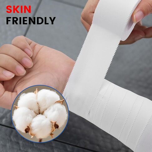 8 Pack Athletic Tape ، شريط رياضي أبيض ، شريط معصم مفعم بالدموع ، أشرطة التصاق قوية للملاكمة ، الجمباز ، الهوكي ، كرة القدم ، اللاكروس والإسعافات الأولية (1.5 بوصة × 184 قدم) in Kuwait