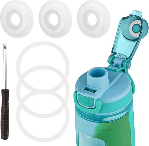 مجموعة ملحقات سليكون 6pcs متوافقة مع زجاجة ماء Bubba Kid ، تشمل سدادة تسرب مستديرة وحشية الغطاء لزجاجة Bubba Kids 16oz (White-3+3) in Kuwait