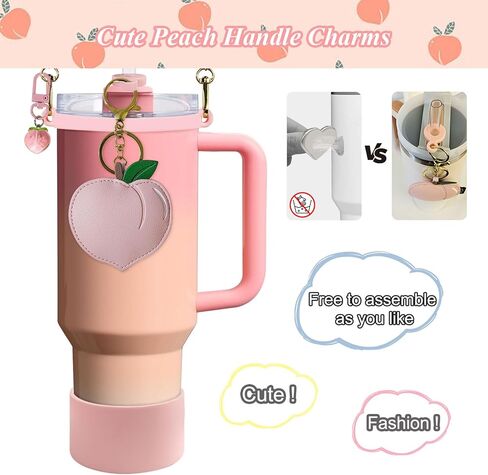 7PCS Strawberry Stanley Cup Accessories, Water Bottle Handle Strap for Stanley 30/40 oz, Including Straw Toppers, Silicone Cup Boot, Keychain Charms, Cup Decoration for Women Girls in Kuwait