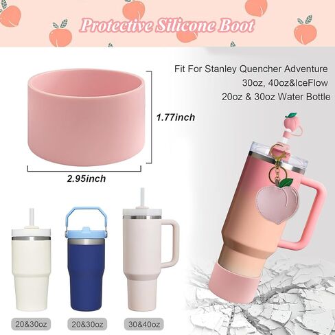 7PCS Strawberry Stanley Cup Accessories, Water Bottle Handle Strap for Stanley 30/40 oz, Including Straw Toppers, Silicone Cup Boot, Keychain Charms, Cup Decoration for Women Girls in Kuwait