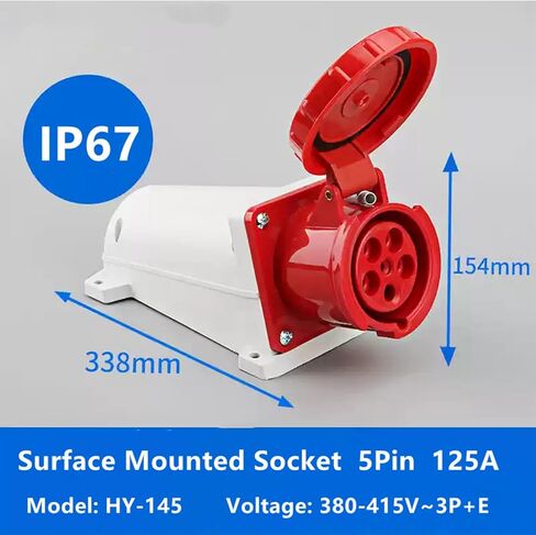 مقبس سطح صناعي رمادي مقاوم للماء 5Pin 125A 380V-415V 3P+E IP67 in Kuwait