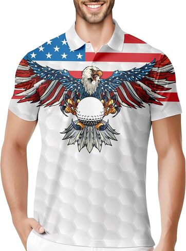 HIVICHI Funny Golf Shirts for Men Crazy Printed Pattern Colorful Wild Novelty Performance Moisture Wicking Mens Polo Shirt in Kuwait