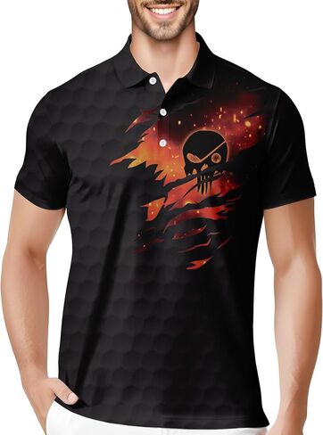 HIVICHI Funny Golf Shirts for Men Crazy Printed Pattern Colorful Wild Novelty Performance Moisture Wicking Mens Polo Shirt in Kuwait