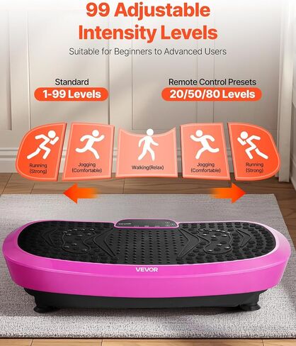 VEVOR Vibration Plate Exercise Machine, Whole Body Shaker for Lymphatic Drainage and Weight Loss, Home Workout Gym Fitness Equipment with 2 Resistance Bands, Vibrating Platform for Women Men in Saudi Arabia