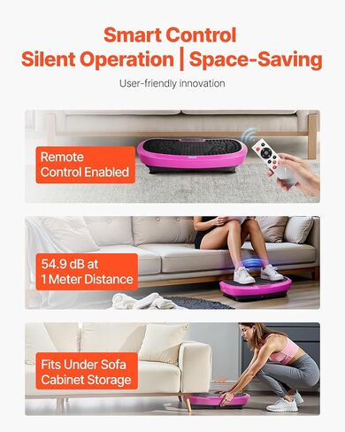 VEVOR Vibration Plate Exercise Machine, Whole Body Shaker for Lymphatic Drainage and Weight Loss, Home Workout Gym Fitness Equipment with 2 Resistance Bands, Vibrating Platform for Women Men in Saudi Arabia