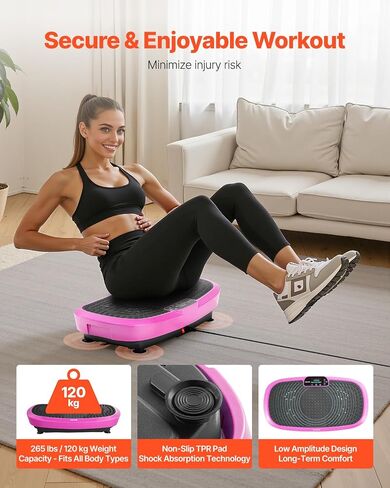 VEVOR Vibration Plate Exercise Machine, Whole Body Shaker for Lymphatic Drainage and Weight Loss, Home Workout Gym Fitness Equipment with 2 Resistance Bands, Vibrating Platform for Women Men in Saudi Arabia