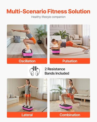 VEVOR Vibration Plate Exercise Machine, Whole Body Shaker for Lymphatic Drainage and Weight Loss, Home Workout Gym Fitness Equipment with 2 Resistance Bands, Vibrating Platform for Women Men in Saudi Arabia