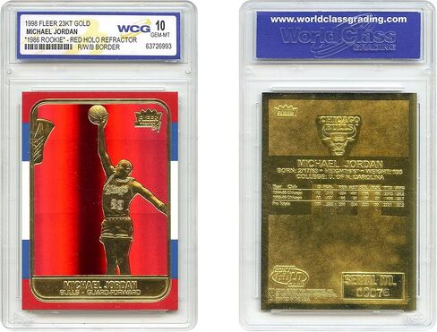 1998 Michael Jordan Fleer '86 Rookie Gold Card R/W/B RED PRIZM Holo Refractor - Graded Gem Mint 10 in Saudi Arabia
