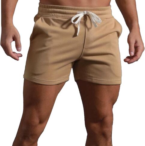أويمياكون رجال 5 بوصة شورت الرياضي الرياضي القطن متماسكة قصيرة الخصر مرنة العرق غير الرسمية مع الجيب in Kuwait