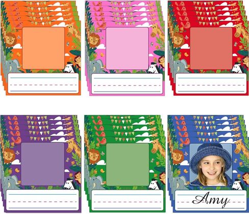 48 Pack Kids Photo Photo fore for Desk Kids اسم العلامات الملصقات مع مساحة صور ملصقات ذاتية اللصق ذاتي الذراع in Kuwait
