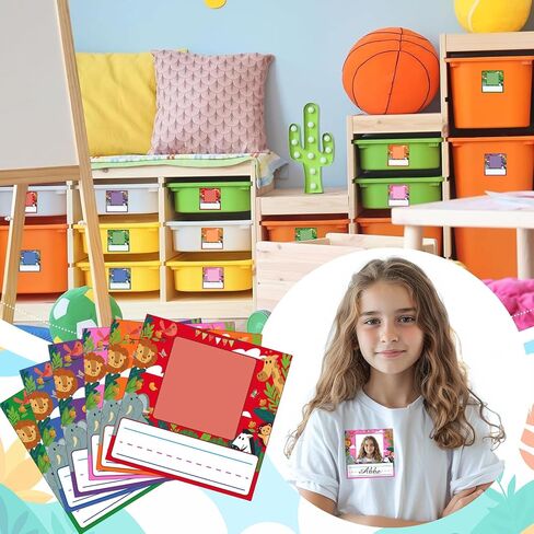 48 Pack Kids Photo Photo fore for Desk Kids اسم العلامات الملصقات مع مساحة صور ملصقات ذاتية اللصق ذاتي الذراع in Kuwait