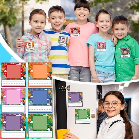 48 Pack Kids Photo Photo fore for Desk Kids اسم العلامات الملصقات مع مساحة صور ملصقات ذاتية اللصق ذاتي الذراع in Kuwait