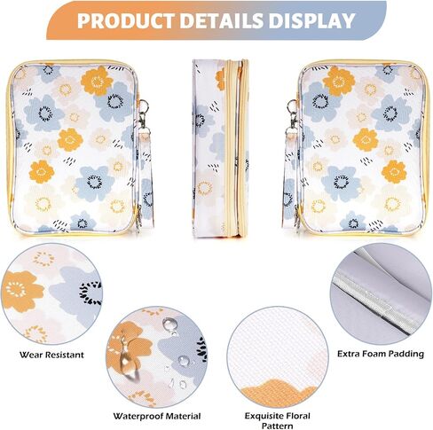 Bible Cover For Girls, Dual-Layers Bible Case For women, Large Bible Bag With Multiple pockets, Carrying Case For Bible Study, Sturdy Book Protector (Floral-Beige) in Kuwait