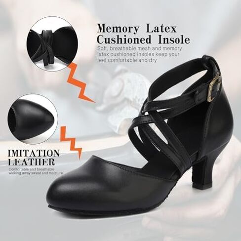 1920s Black Character Women's Dance Shoes 2 Inch Heel Closed Toe Suitable for Tango Fellowship Salsa Flamenco Wedding in Saudi Arabia
