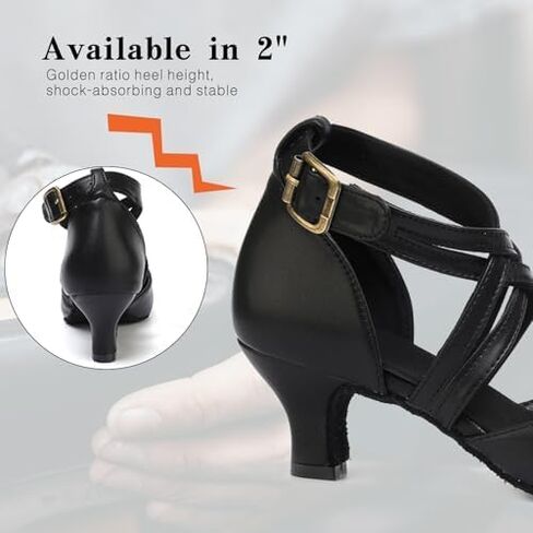 1920s Black Character Women's Dance Shoes 2 Inch Heel Closed Toe Suitable for Tango Fellowship Salsa Flamenco Wedding in Saudi Arabia
