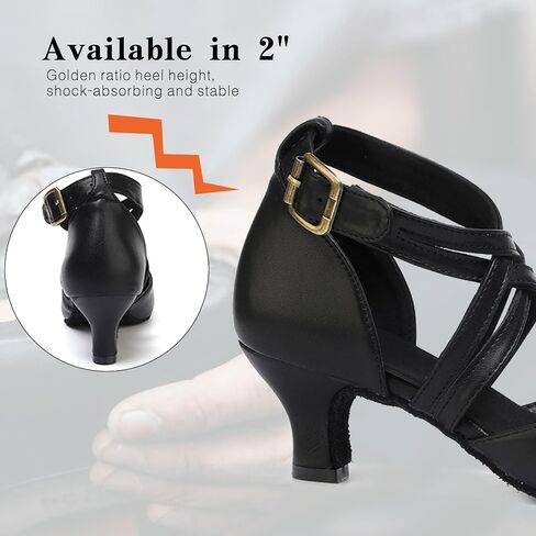 1920s Black Character Women's Dance Shoes 2 Inch Heel Closed Toe Suitable for Tango Fellowship Salsa Flamenco Wedding in Saudi Arabia