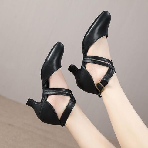1920s Black Character Women's Dance Shoes 2 Inch Heel Closed Toe Suitable for Tango Fellowship Salsa Flamenco Wedding in Saudi Arabia