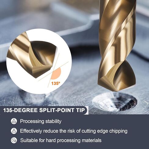 uxcell 13/32" Drill Bit 1/2" Reduced Shank 3-Flat M35 5% Cobalt High-Speed Steel Twist Gold Finish 135° Bits for Hard Metal Stainless Steel,1pcs in Saudi Arabia