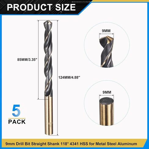 بتات Patikil 12mm مثقاب ، Jobber Straight Shank 4341 عالية السرعة الصلب 118 ° أسود وذهبي الانتهاء من أكريليك الصلب المعدني المتوسطة-1 حزمة in Kuwait