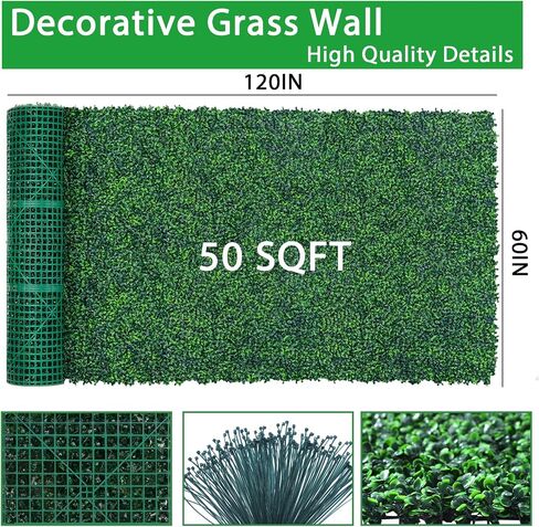 ألواح الجدران الاصطناعية ، 20'x20 '' 8pcs ألواح جدران العشب فو مع أوراق الوحش مقاوم للأشعة فوق البنفسجية ، خلفية خضراء جدار العشب الأخضر للحديقة في الهواء الطلق في الهواء الطلق ديكور الزفاف in Kuwait