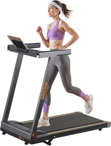 DeerRun Treadmills for Home with Incline and Handles, 3.5 HP Foldable Treadmill 350 LBS Weight Capacity for Small Spaces, Folding Running Machine with Smart APP in Kuwait