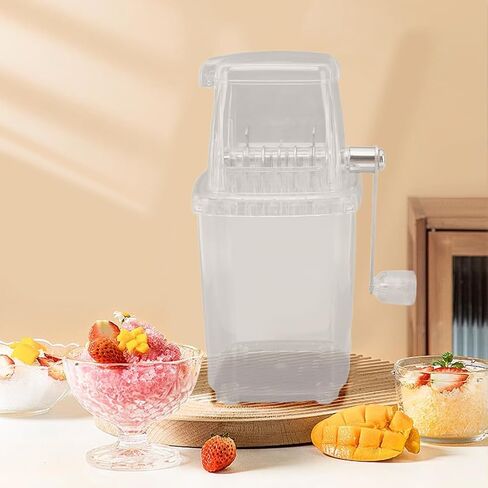 Hand Crank Ice Crusher, Manual Hand Crank Operated Breaker, Portable Chopper Transparent Stainless Steel Breaker Making Drinks Machine for Fast Coarse Shaved Fine Chips Ho (Gray) in Saudi Arabia